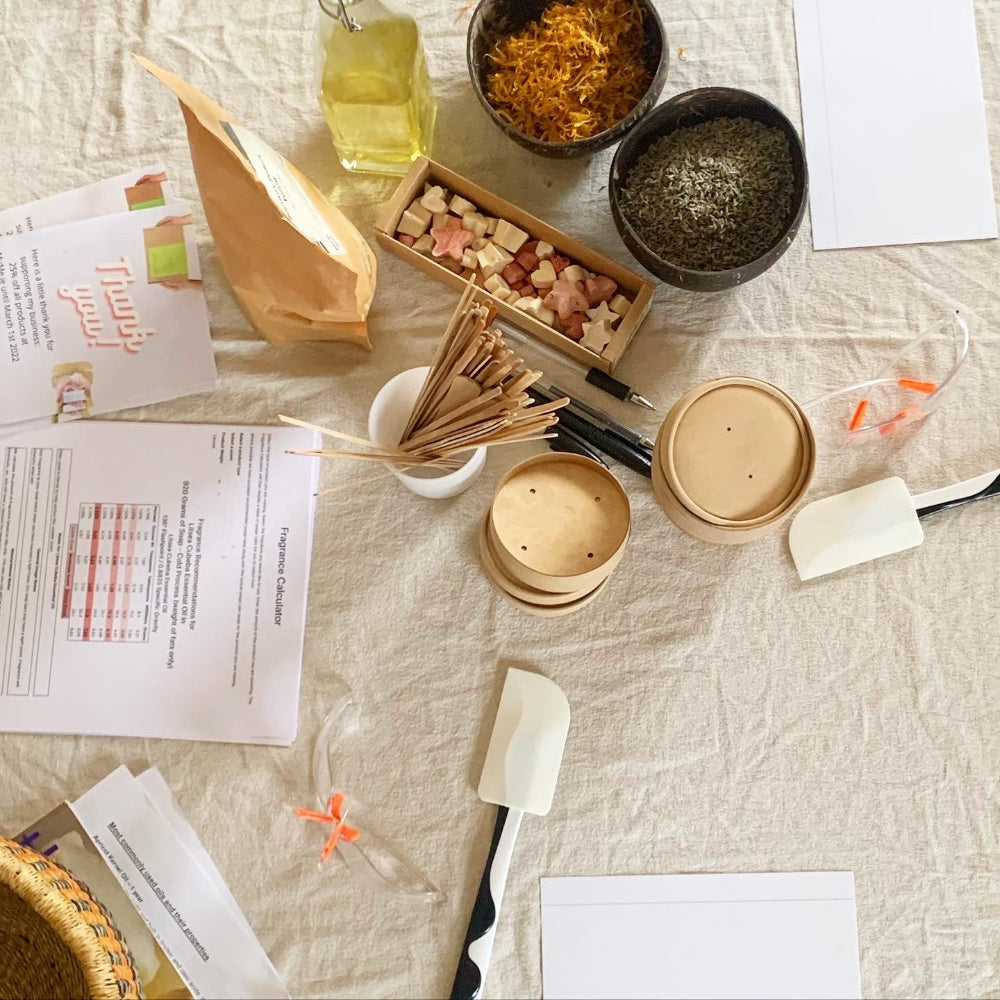 set up for skincare making class