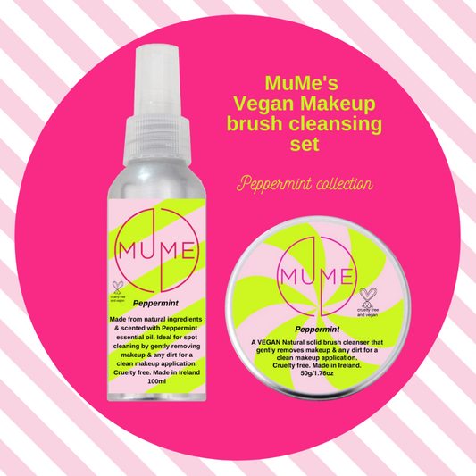 MuMe's peppermint vegan makeup brush cleansing set