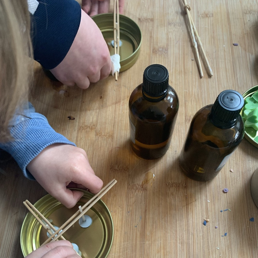 children making soy candles